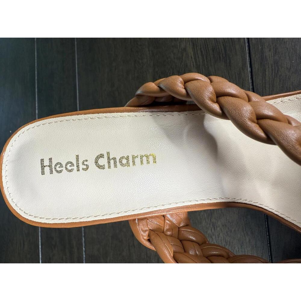 Heels Charm Women's Woven Chunky Block Heeled Sandal Brown, Size 9 NWT - Picture 8 of 10